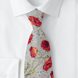 Doily Botánica Gris Rojo Adorable | Corbata