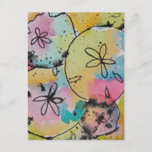 Dólares de Arena Pintura Acuarela y Tinta Tarjeta 