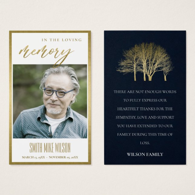 DOLD FALL TREE SIMPATÍA MEMORIAL FOTO GRACIAS TARJ (Anverso y reverso)