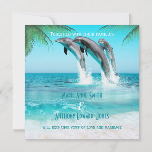 DÓLFINOS DE JUEGO Invitación a la boda TROPICAL OC