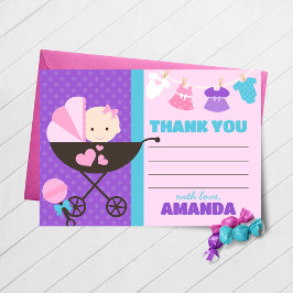 Doll bebé Gracias tarjetas con sobres