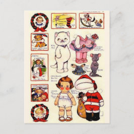 DollyDingle Kitty Paper muñecas Navidad vintage