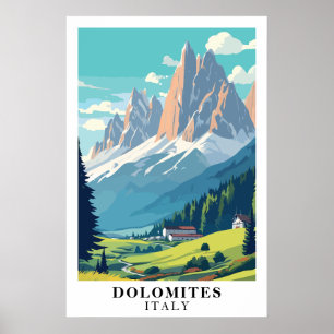 Dolomitas Italia Arte de Viaje Vintage Montaña Alp