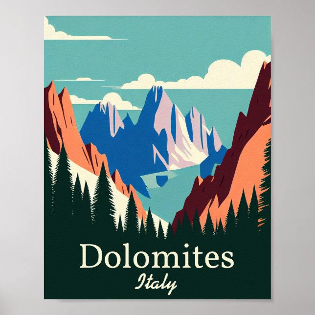 Dolomitas Italia Poster de arte Minimalista (Frente)