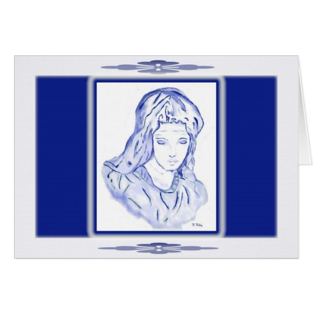 Dolor: Bosquejo en tarjeta azul (Anverso (Horizontal))