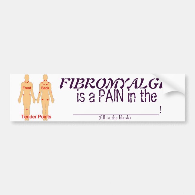 ¿Dolor fibro en? Pegatina para el parachoques (Frente)