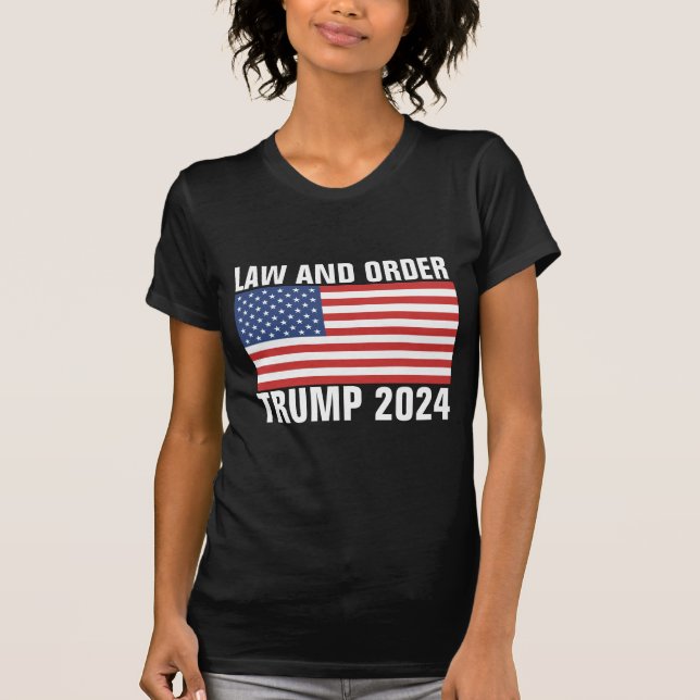 DONALD TRUMP 2024, CAMISETAS DE LEY Y ORDEN (Anverso)