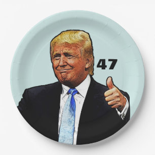 DONALD TRUMP 47º PLATOS DE PAPEL PRESIDENTE