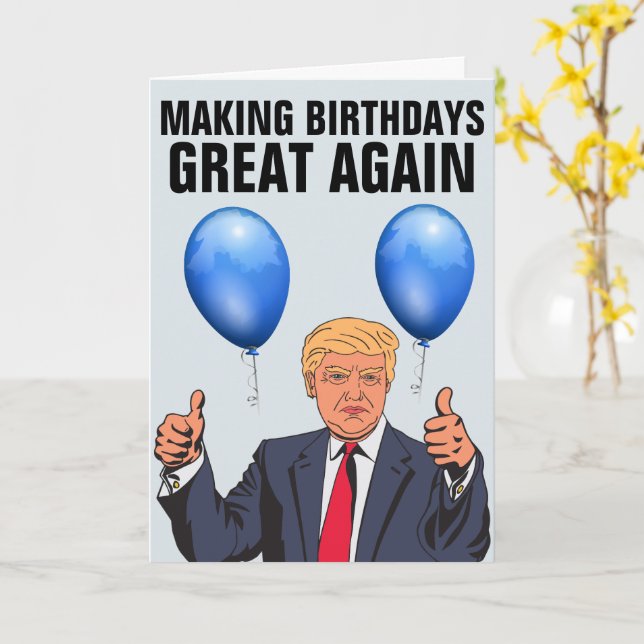 DONALD TRUMP FUNNY BIRTHDAY Tarjetas de felicitaci (flor amarilla)