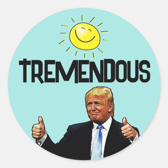 DONALD TRUMP FUNNY TREMENDOUS PEGATINAS (Anverso)