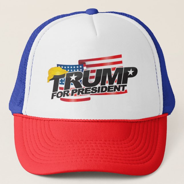 Donald Trump Gorra de presidente (con pelo) (Anverso)