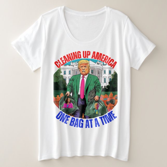 DONALD TRUMP LIMPIANDO A ESTADOS UNIDOS UNA BOLSA  (Anverso del diseño)