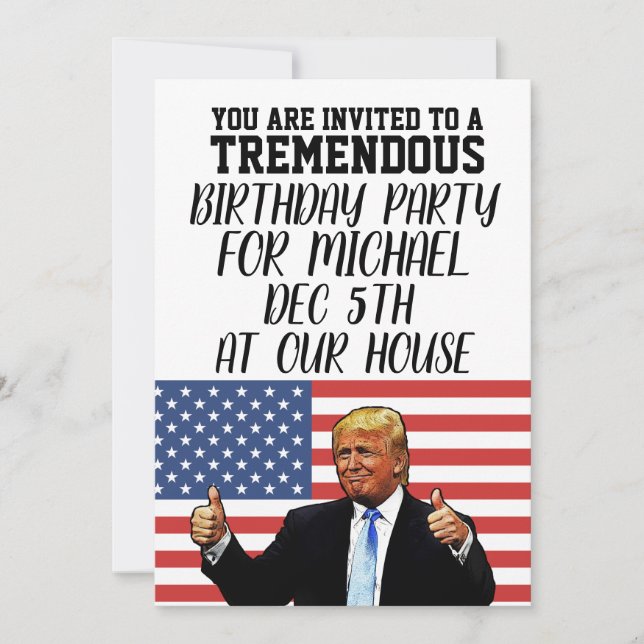 DONALD TRUMP PERSONALIZADO INVITACIONES DEL PARTID (Anverso)