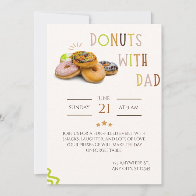 Donas con el papá invitación Día del padre dulce (Anverso)