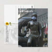 Doncella con mascarilla - tarjeta postal de NYC V