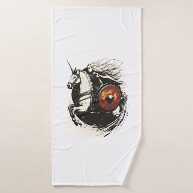 Doncella Escudo Vikingo Unicornio (1) (Toalla de baño)