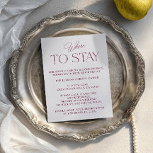 Dónde alojarse Tarjeta de alojamiento para boda mi