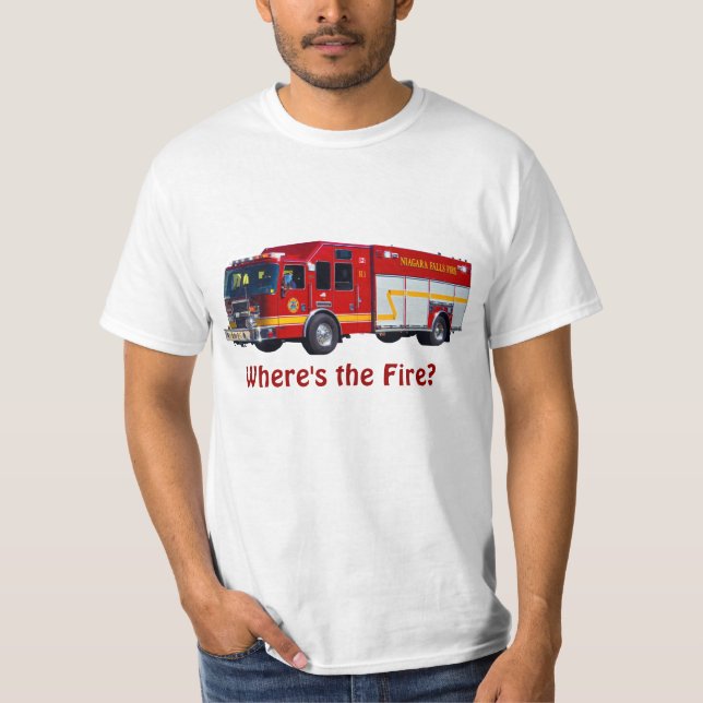 "¿Dónde está el fuego?" Camiseta divertida del mot (Anverso)