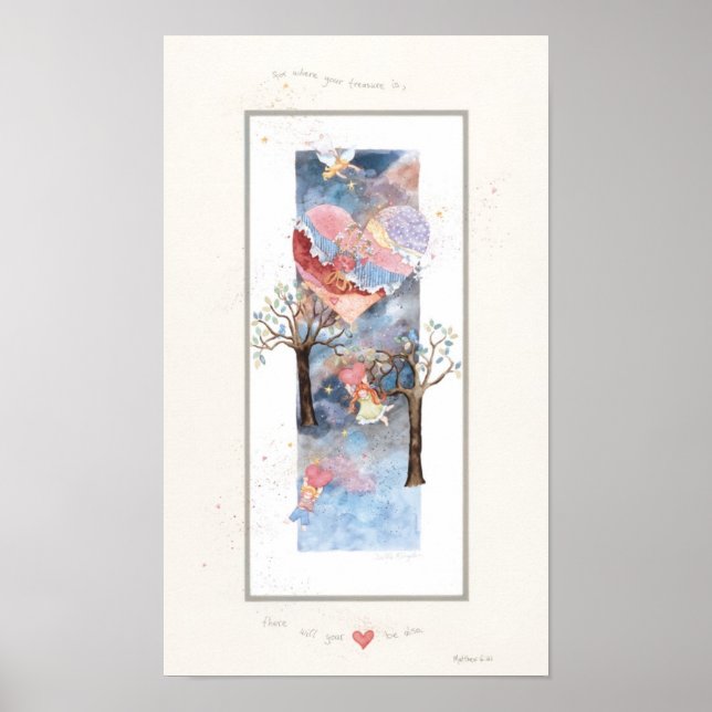 Donde está tu tesoro, impresión de 9" x 15" con au (Frente)