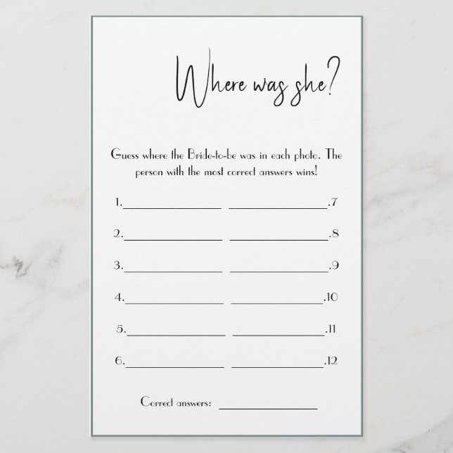 ¿Dónde estaba? Volante de la tarjeta de juego de d (Frente)