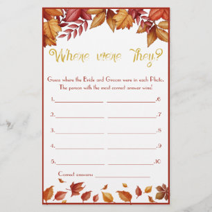 ¿Dónde estaban? Autumn Bridal Shower Game Flyer