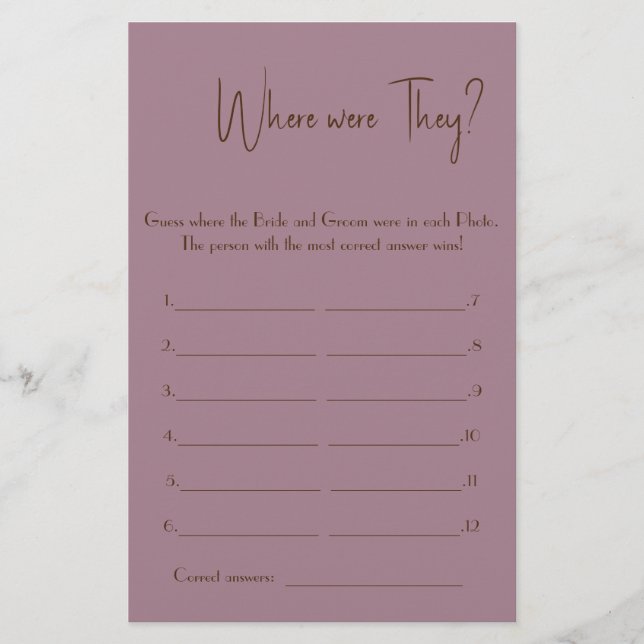 ¿Dónde estaban? Volante de la tarjeta de juego de  (Frente)