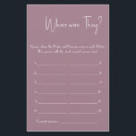 ¿Dónde Estaban? Volante de tarjeta de juego Bridal<br><div class="desc">¡Sumérgete en tu ducha de novia con esta tarjeta de juego "¿Dónde estaban?"! Los invitados adivinan dónde estaban la novia y el novio en cada foto —ganan las respuestas más correctas. Perfecto para duchas de novias, duchas de bodas, fiestas de compromiso y solteras. Disponible en elegantes diseños verdes, morados y...</div>