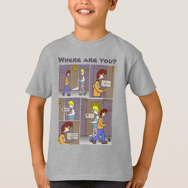 ¿Dónde Estás? Camiseta gris del niño (Anverso)