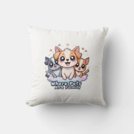 Donde las Mascotas Son Familia Almohada Decorativa