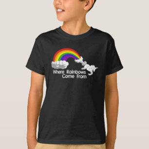 Donde los arco iris vienen de las camisetas