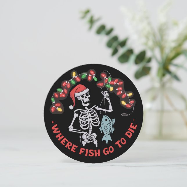 Donde los peces van a morir pescador navidad esque (Anverso de pie)