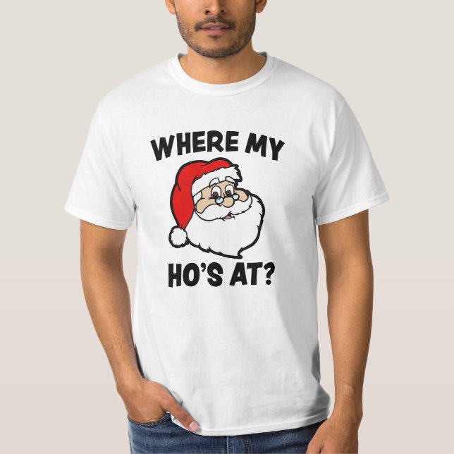 Donde mi Ho en la camisa divertida de Santa del (Anverso)