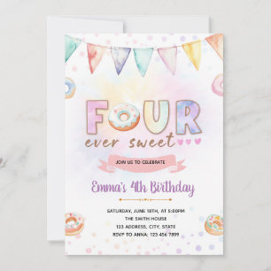 Donut 4ever dulce invitación de cumpleaños