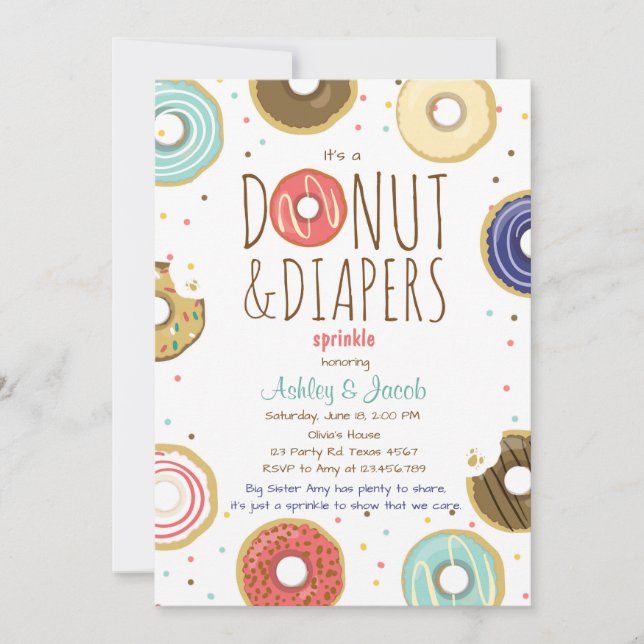 Donut and Diapers Invitación a salpicar ducha de c (Anverso)