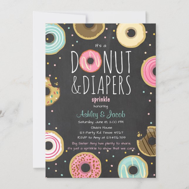 Donut and Diapers Invitación a salpicar ducha de c (Anverso)