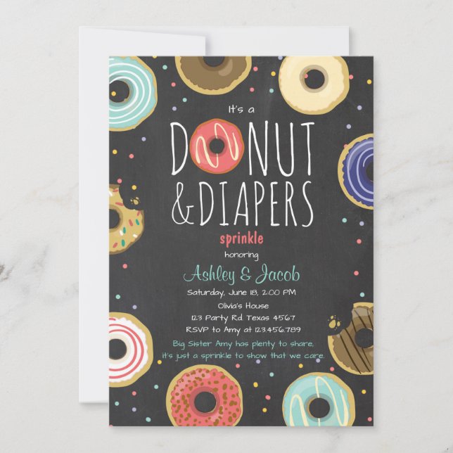 Donut and Diapers Invitación a salpicar ducha de c (Anverso)