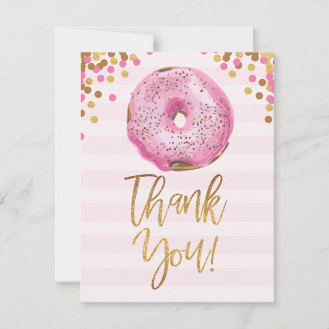 Donut Baby Shower Gracias Chica de tarjetas Rosa (Anverso)