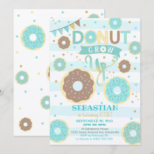 Donut Crece Invitación de Primer Cumpleaños Donut