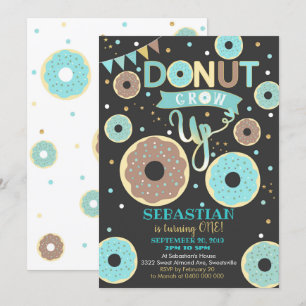 Donut Crece Invitación de Primer Cumpleaños Donut