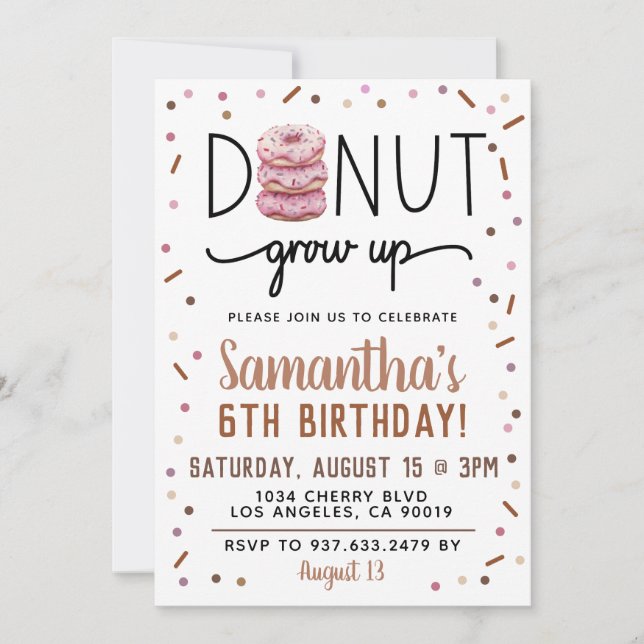 Donut de chocolate crece para la invitación de cum (Anverso)