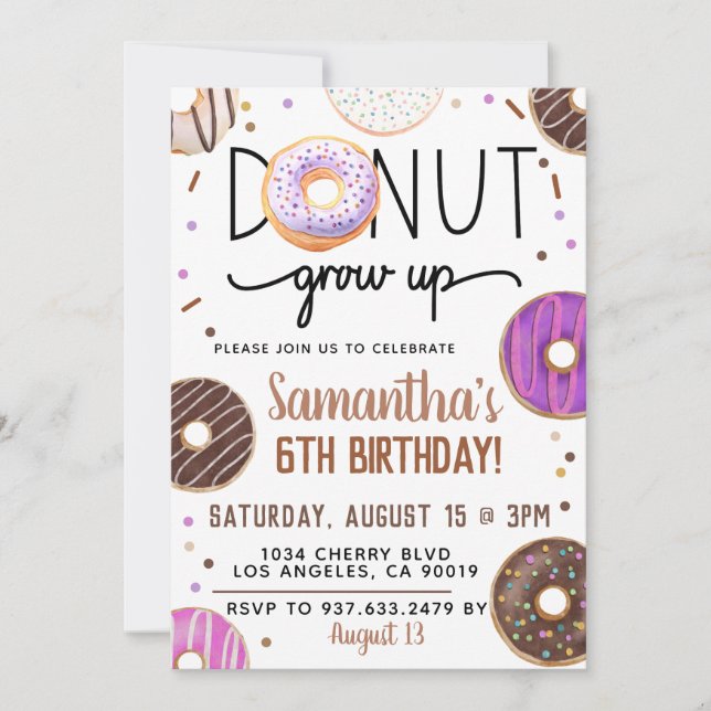 Donut de chocolate crece para la invitación de cum (Anverso)