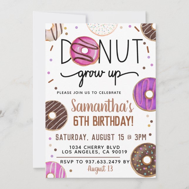 Donut de chocolate crece para la invitación de cum (Anverso)