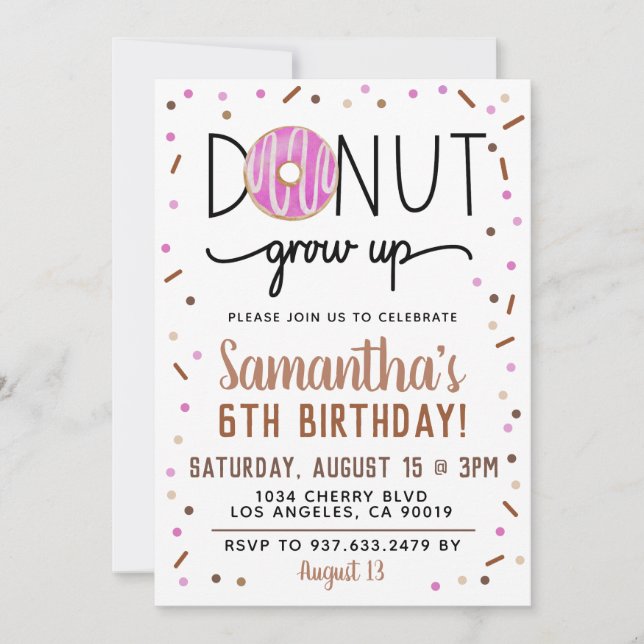 Donut de chocolate crece para la invitación de cum (Anverso)