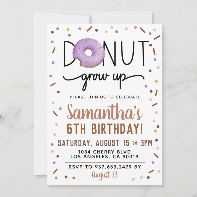 Donut de chocolate crece para la invitación de cum (Anverso)