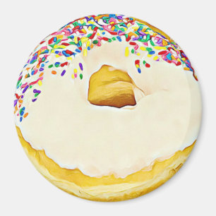 Donut de vainilla escarchado con imán de rociadore