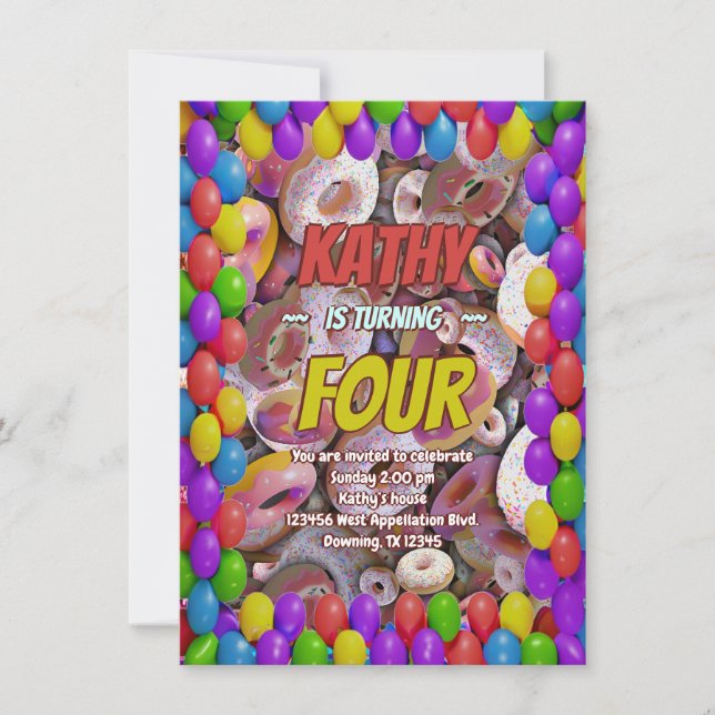 Donut Desert Sweet Tooth Deliciosa invitación de c (Anverso)