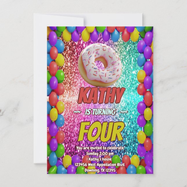 Donut Desert Sweet Tooth Deliciosa invitación de c (Anverso)