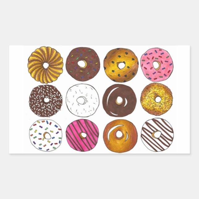 Donut Dozen Box de Pegatinas de Doughnut de desayu (Anverso)