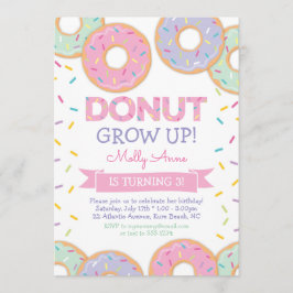 Donut Grove Up Chica Nacimiento Invitación Rosada