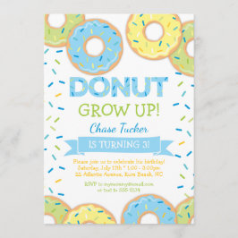 Donut Grow Up Boy Birthday Invitación Blue